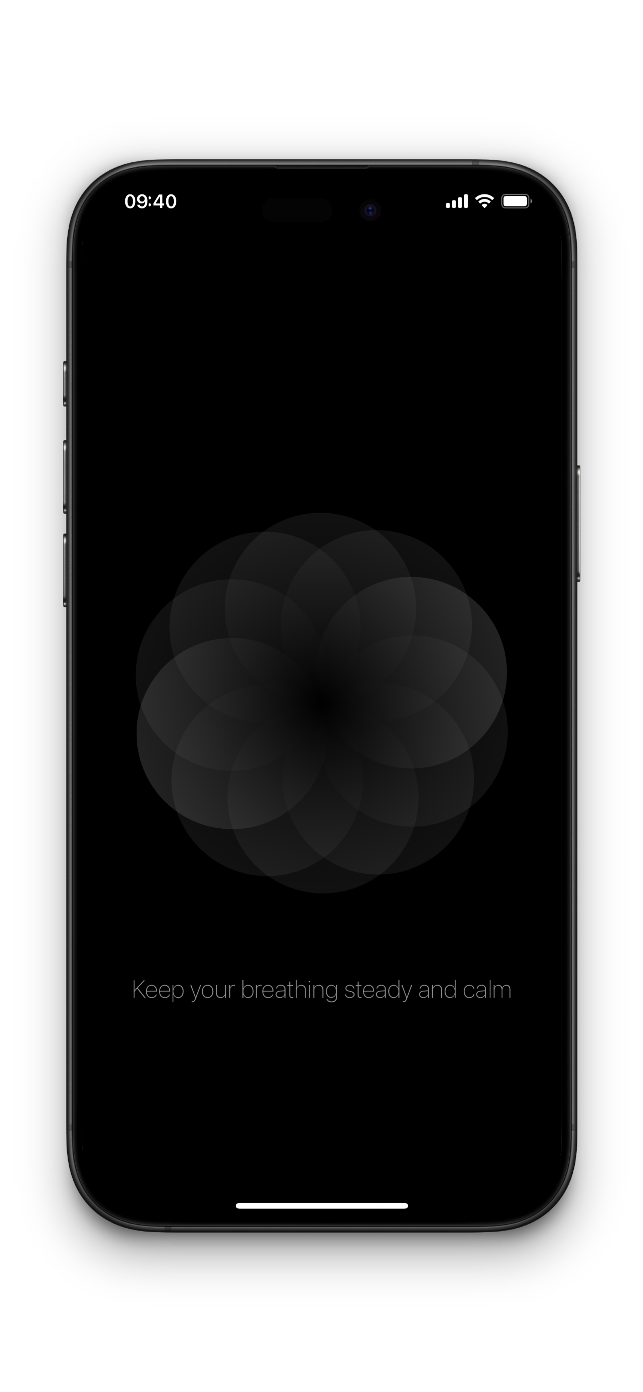 App interface showing the breathing animation